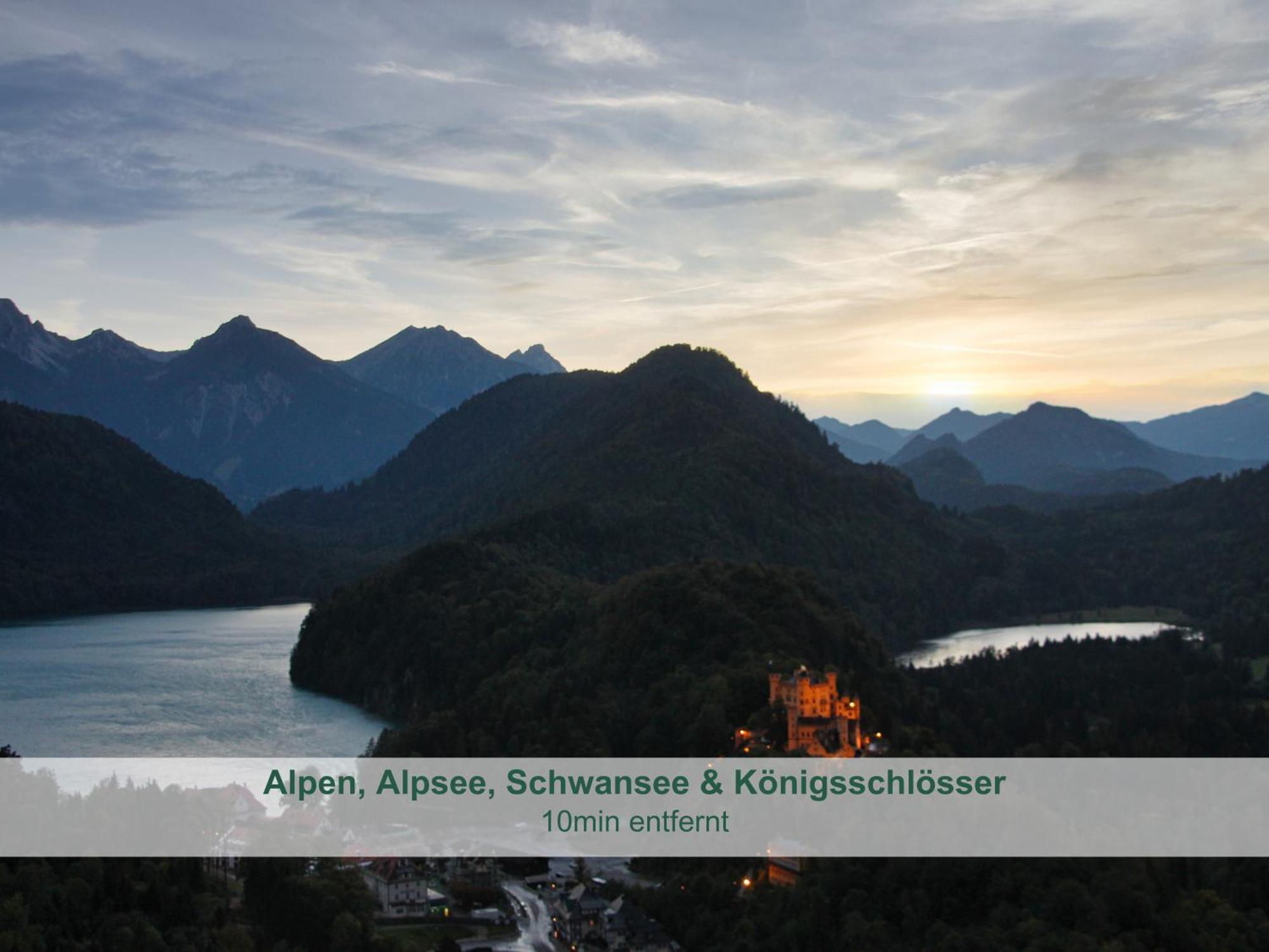 Chalet - Ferienwohnungen - Biohof Stoeger - Panoramasuedbalkon - Grandiose Aussicht Auf See, Berge Und Schloss Neuschwanstein Rieden Kültér fotó